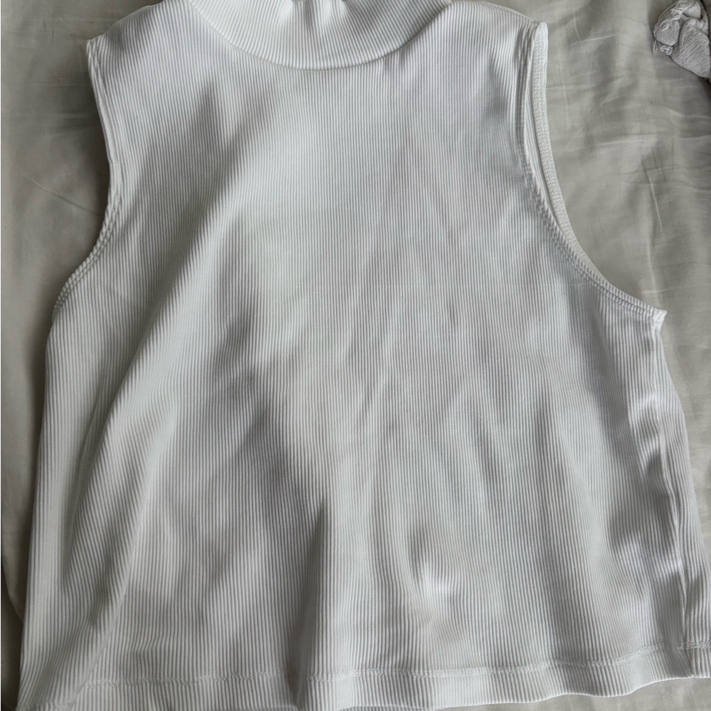 NWOT Everlane the ribbed mockneck White Sleeveless Ribbed Top